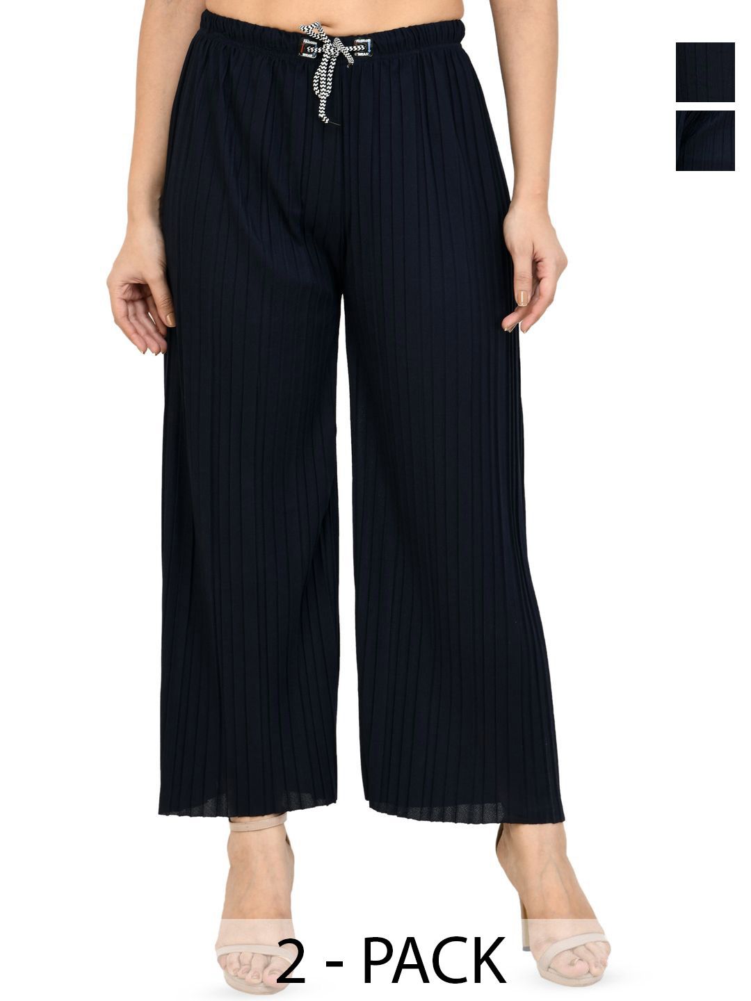 Brainbees Women Pack Of 2 Knitted Ethnic Palazzos-image-26