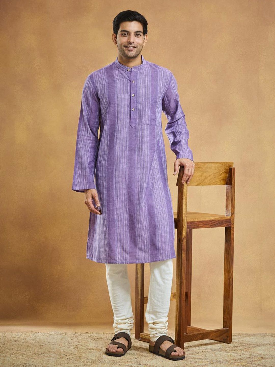 Fabindia Men Striped Daily Cotton Straight Kurta-picture-35