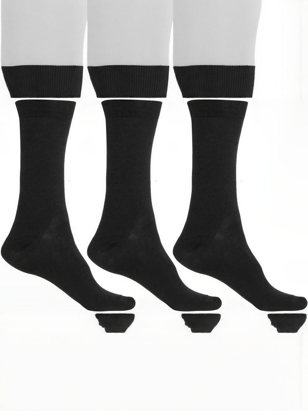 Akeeta Unisex Pack of 3 Black Cotton Full Length Socks-picture-16