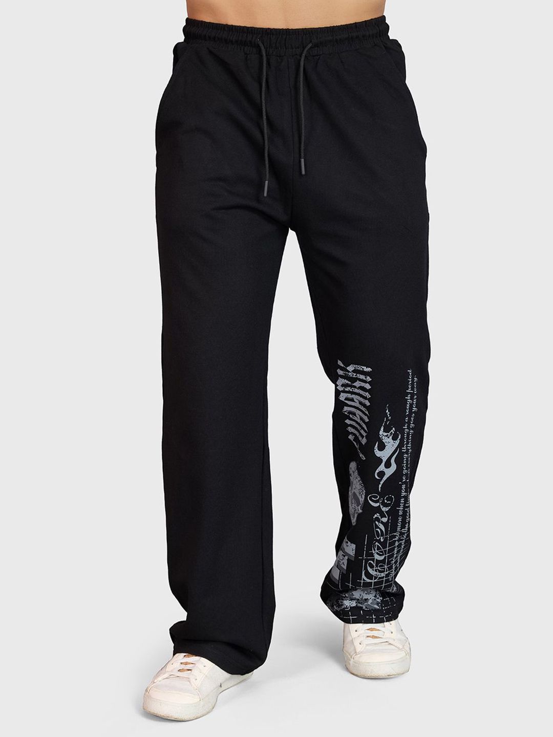 FUAARK Men Printed Straight Fit Cotton Mid Rise Track Pants-picture-40