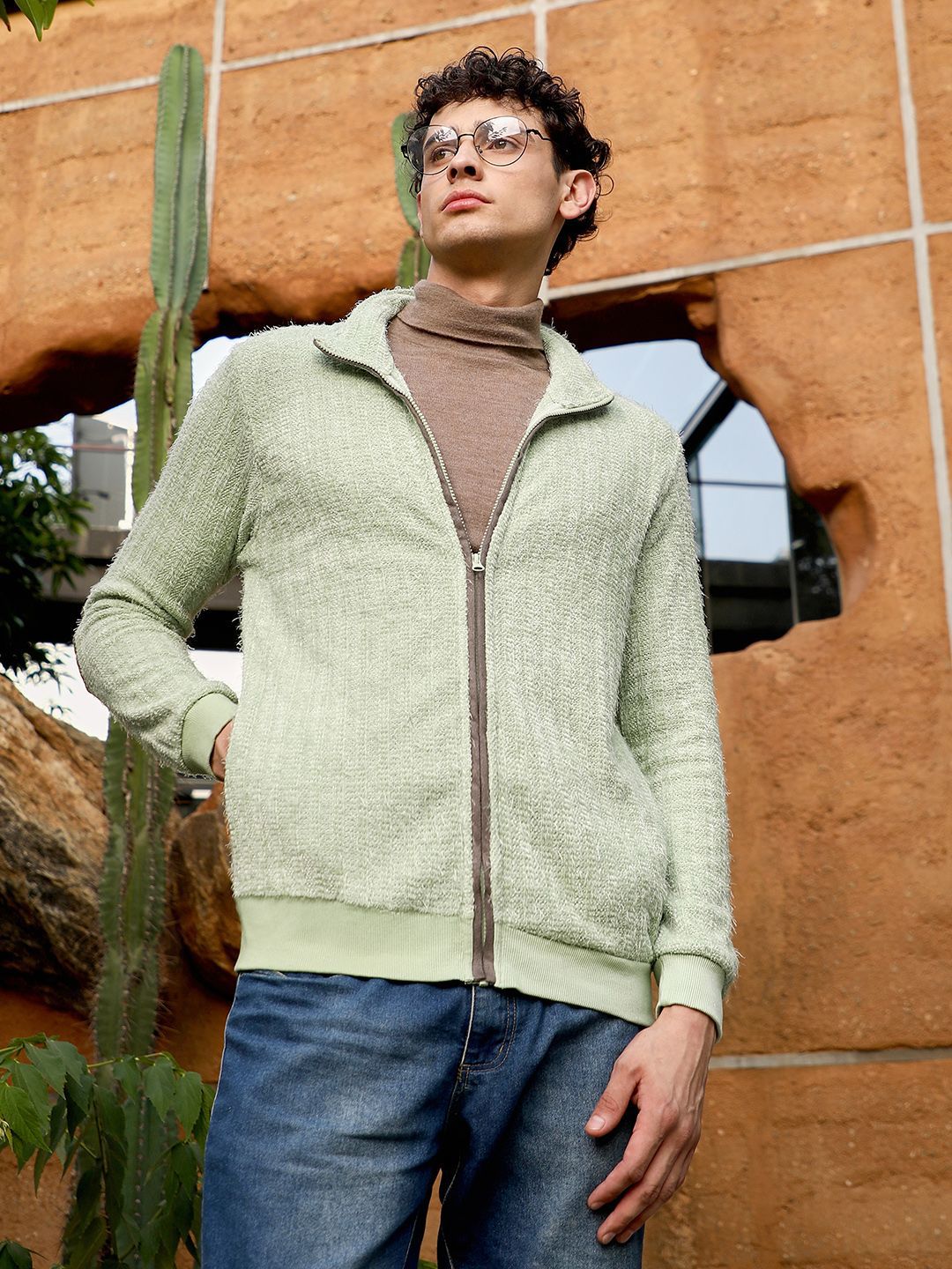 cahoot Campus Sutra Men Zip-Front Tactile Fur-Knit Sweater-picture-15