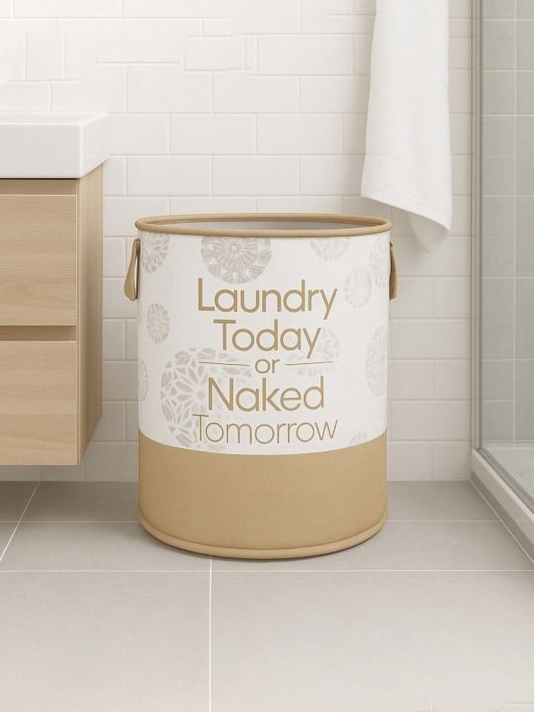 Aura White & Brown Printed Foldable Laundry Bags-image-15