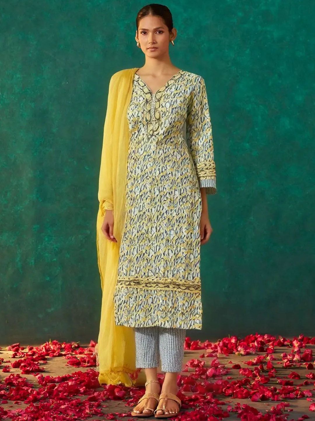 Anouk Rustic Women Ethnic Motifs Printed Kurta with Trouser & Dupatta