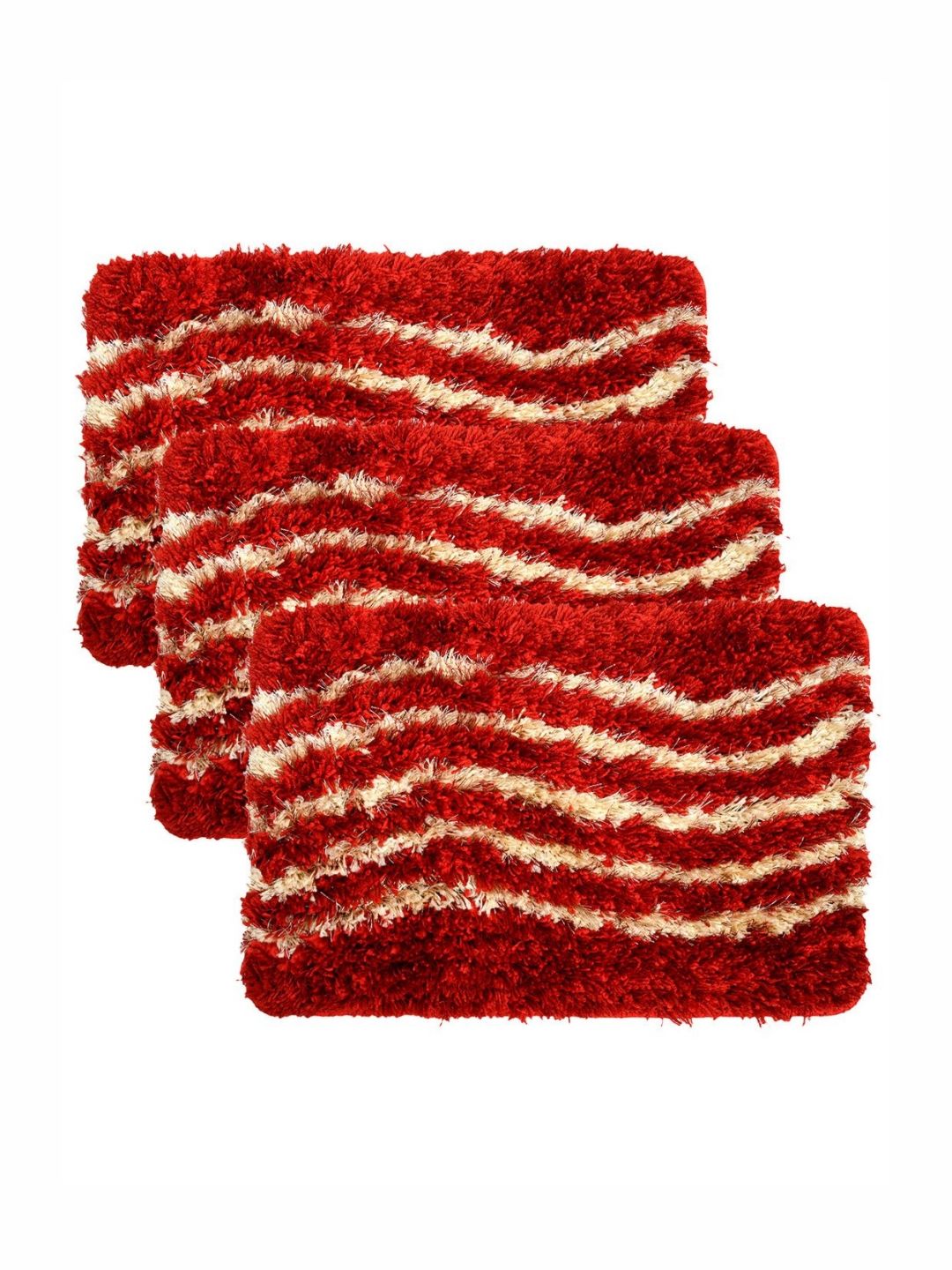 Aura 3-Pcs Red & Beige Anti-Skid Textured Doormats-picture-16