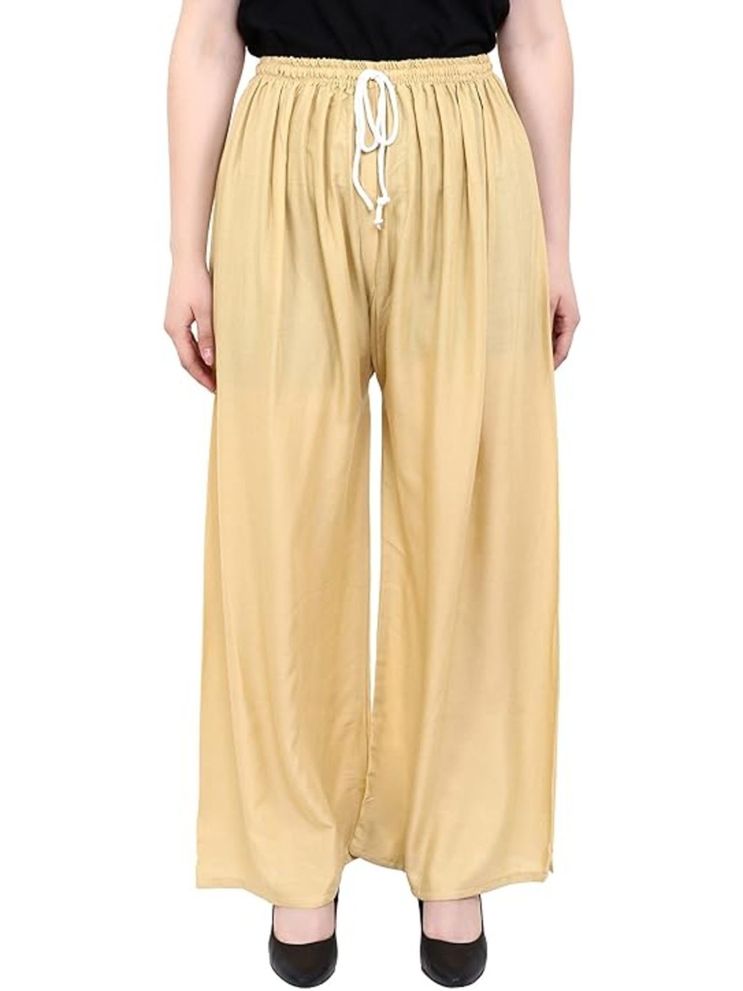 Aura Glam Women Pack Of 2 Beige & Navy Blue Solid Flared Palazzos-image-21