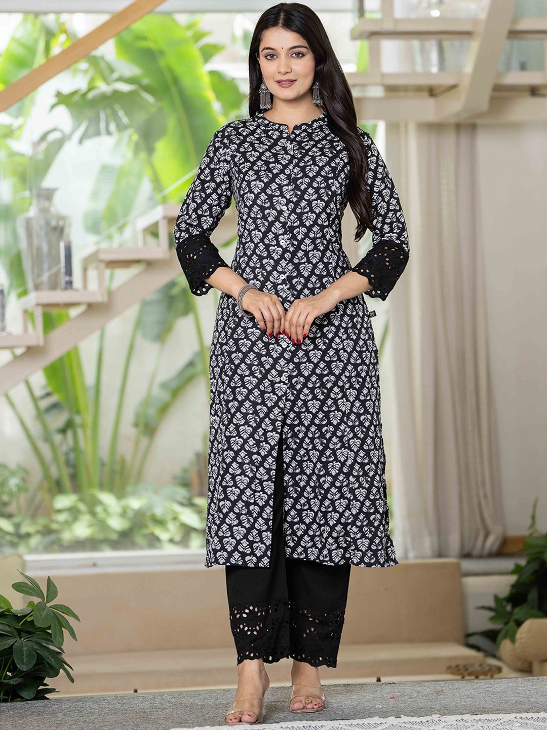 Pistaa Women Ethnic Motifs Printed Pure Cotton Kurta with Palazzo-picture-24