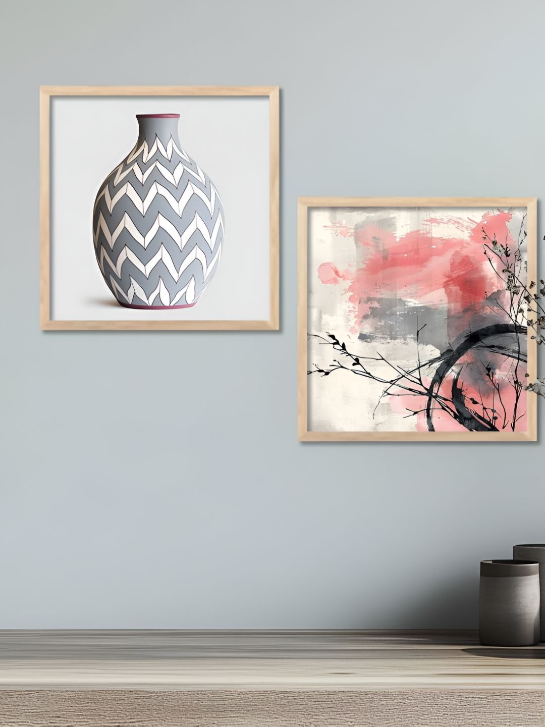 Kotart White & Pink Set of 2 Piece Wood Wall Paintings-picture-38