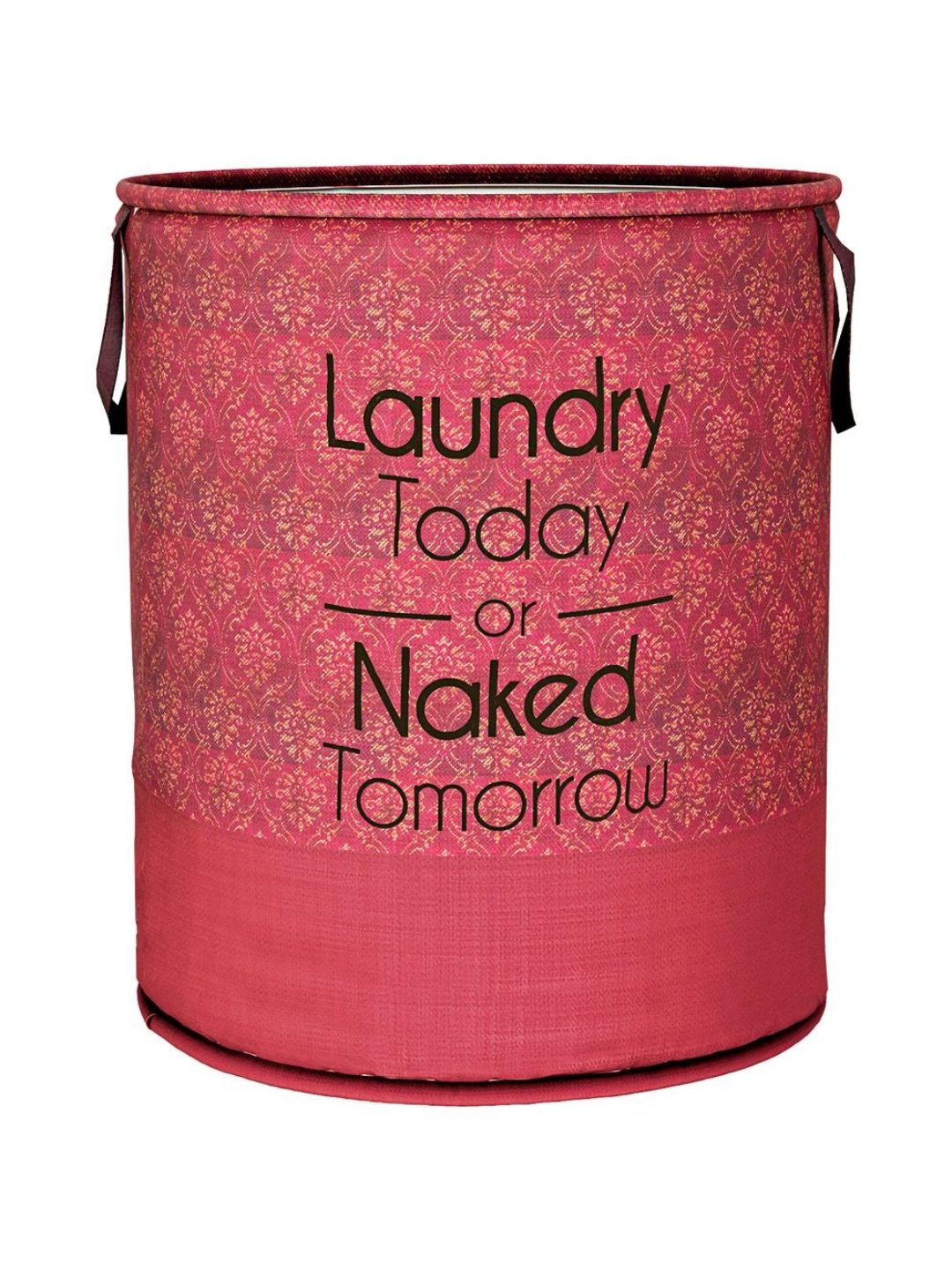 Aura Maroon & Black Printed Round Foldable Laundry Bag-image-23