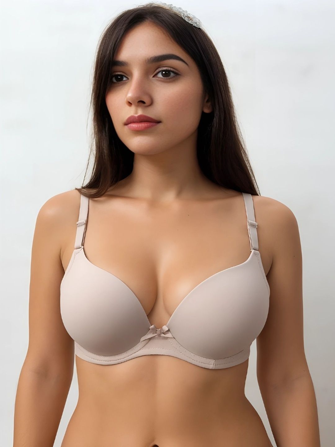 Blush Lado Women Nude Full Coverage Underwired Seamless Heavy Padded Nylon Bra