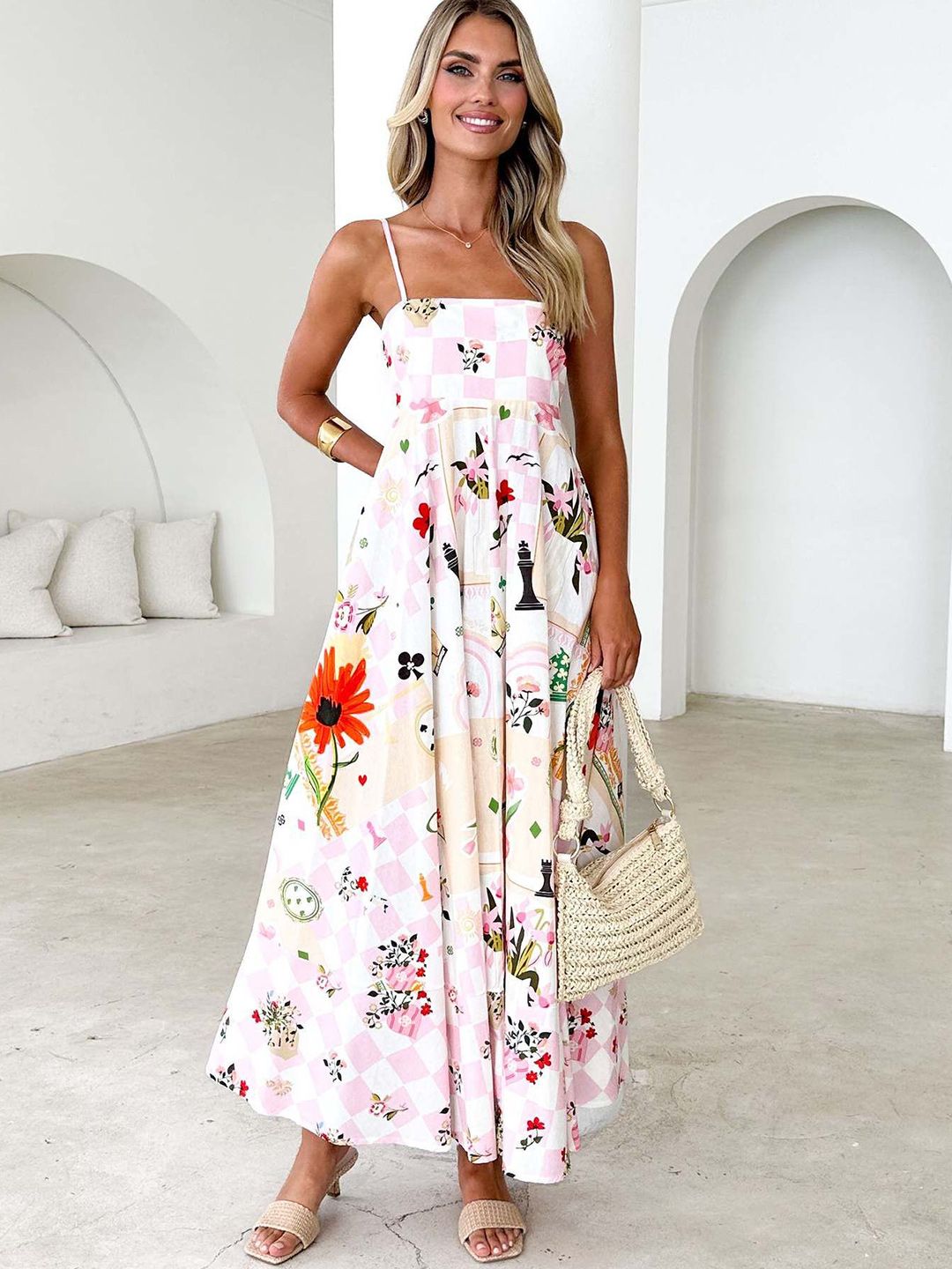 StyleCast Floral Printed Shoulder Straps Maxi Dress-picture-30