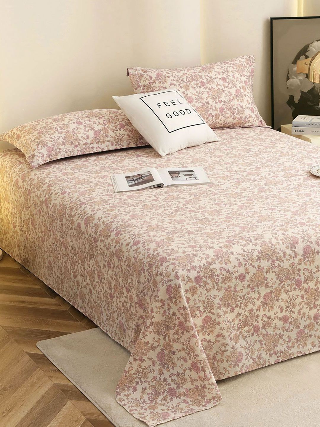 Story@home Gauge Purple Printed Microfiber 300 TC King Bedsheet Set 2.5 m x 2.7 m-image-48