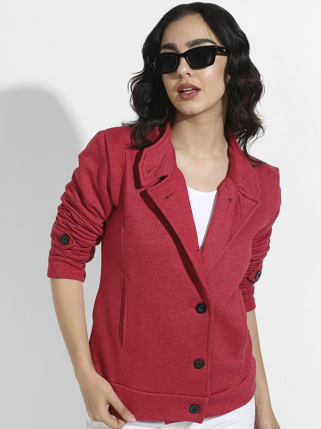 pinacolada Campus Sutra Women Mandarin Collar Solid Lightweight Tailored Cotton Jacket-picture-41