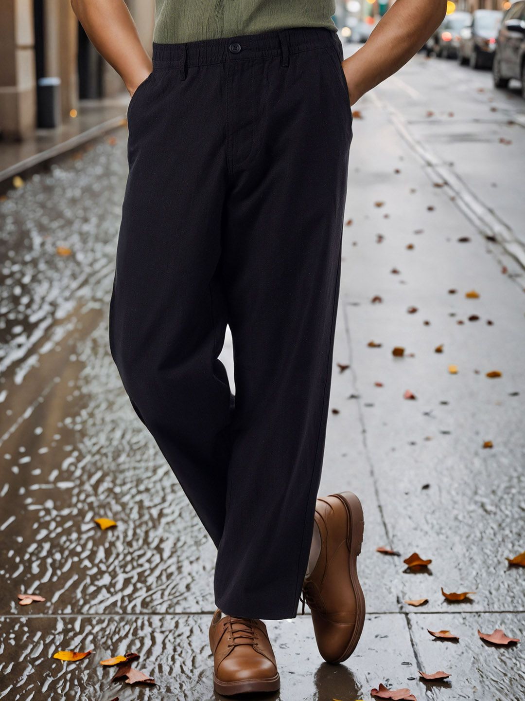 Celio Men Straight Fit Mid-Rise Cotton Regular Trousers-picture-14