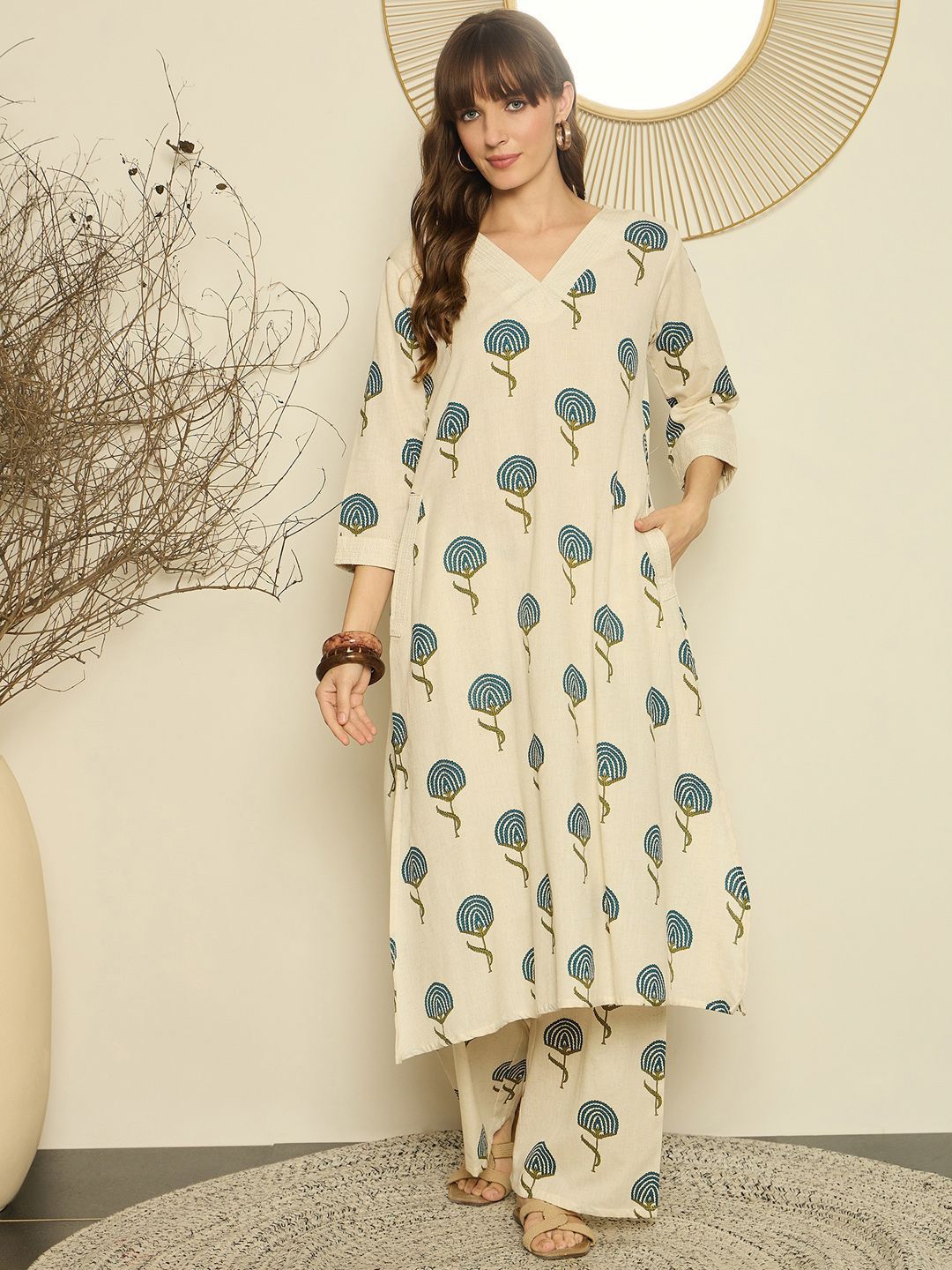 Indo Era Women Ethnic Motifs Printed A-Line Kurta with Palazzo