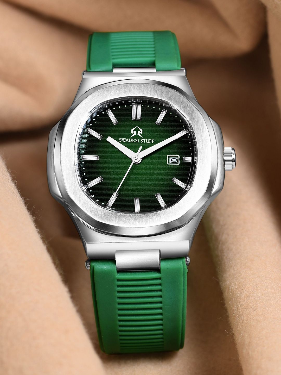 SWADESI STUFF Men Dial & Straps Analogue Watch PP SILICON GREEN-image-47