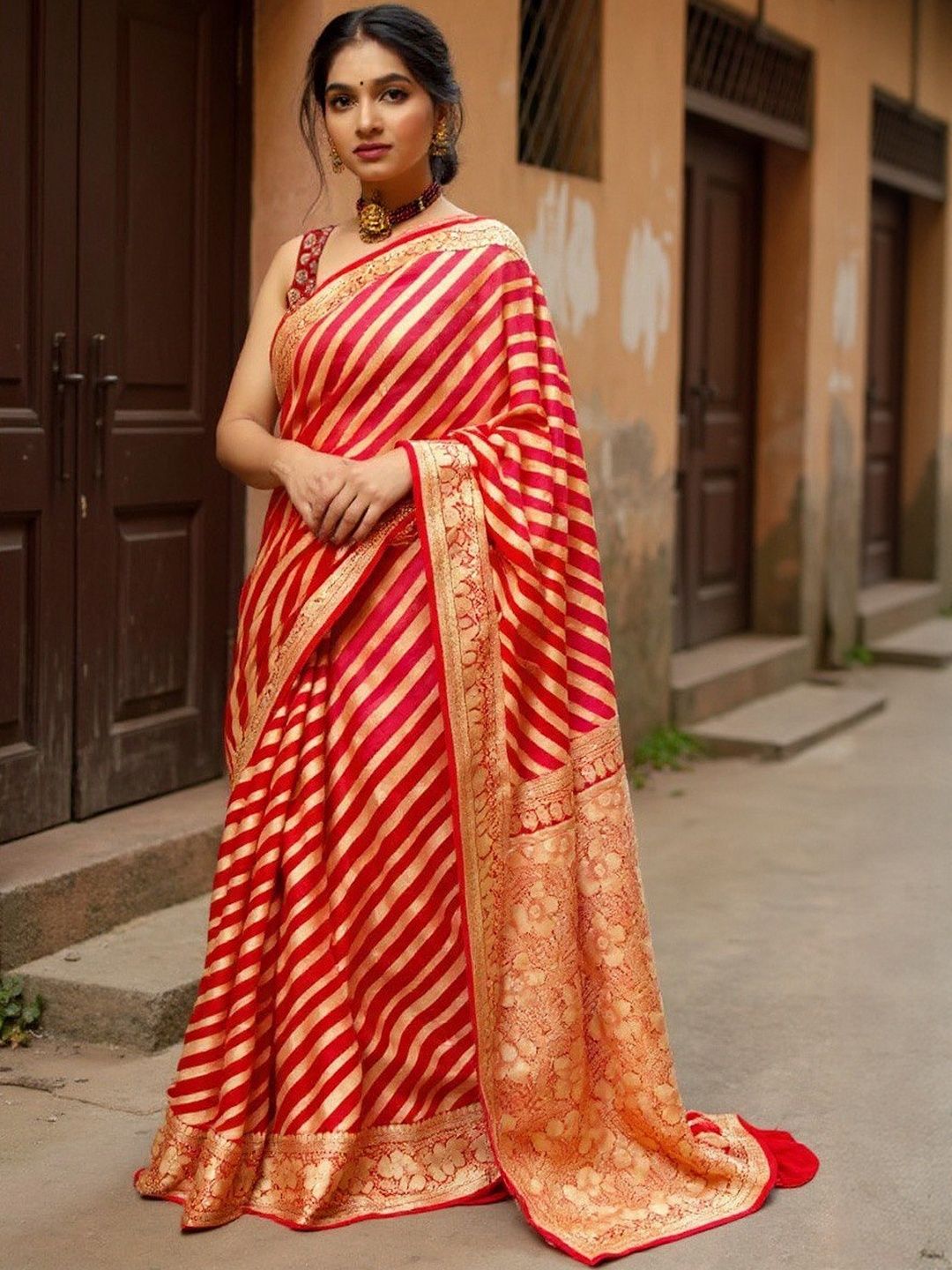 VILLE FASHION Woven Design Zari Art Silk Kanjeevaram Saree-picture-25