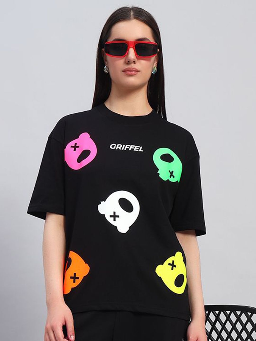 GRIFFEL Women Printed Pure Cotton Applique T-shirt-picture-14