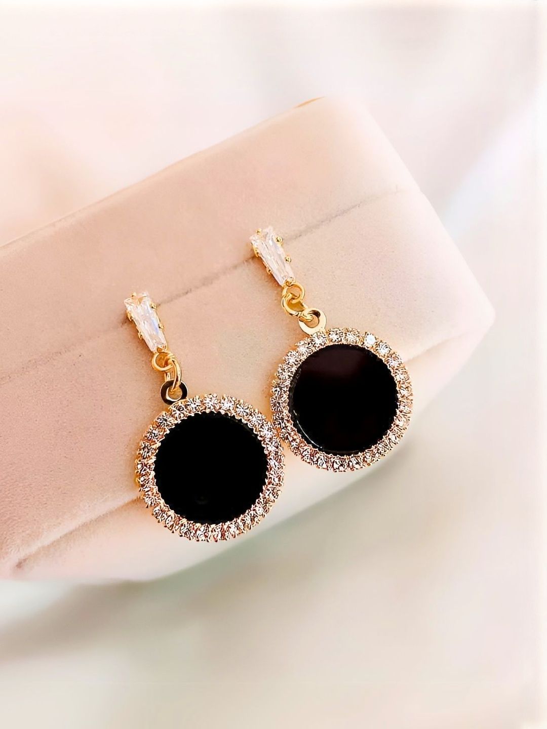 DressBerry Women Artificial Stones Studded Gold Plated Round Drop Earrings-picture-34