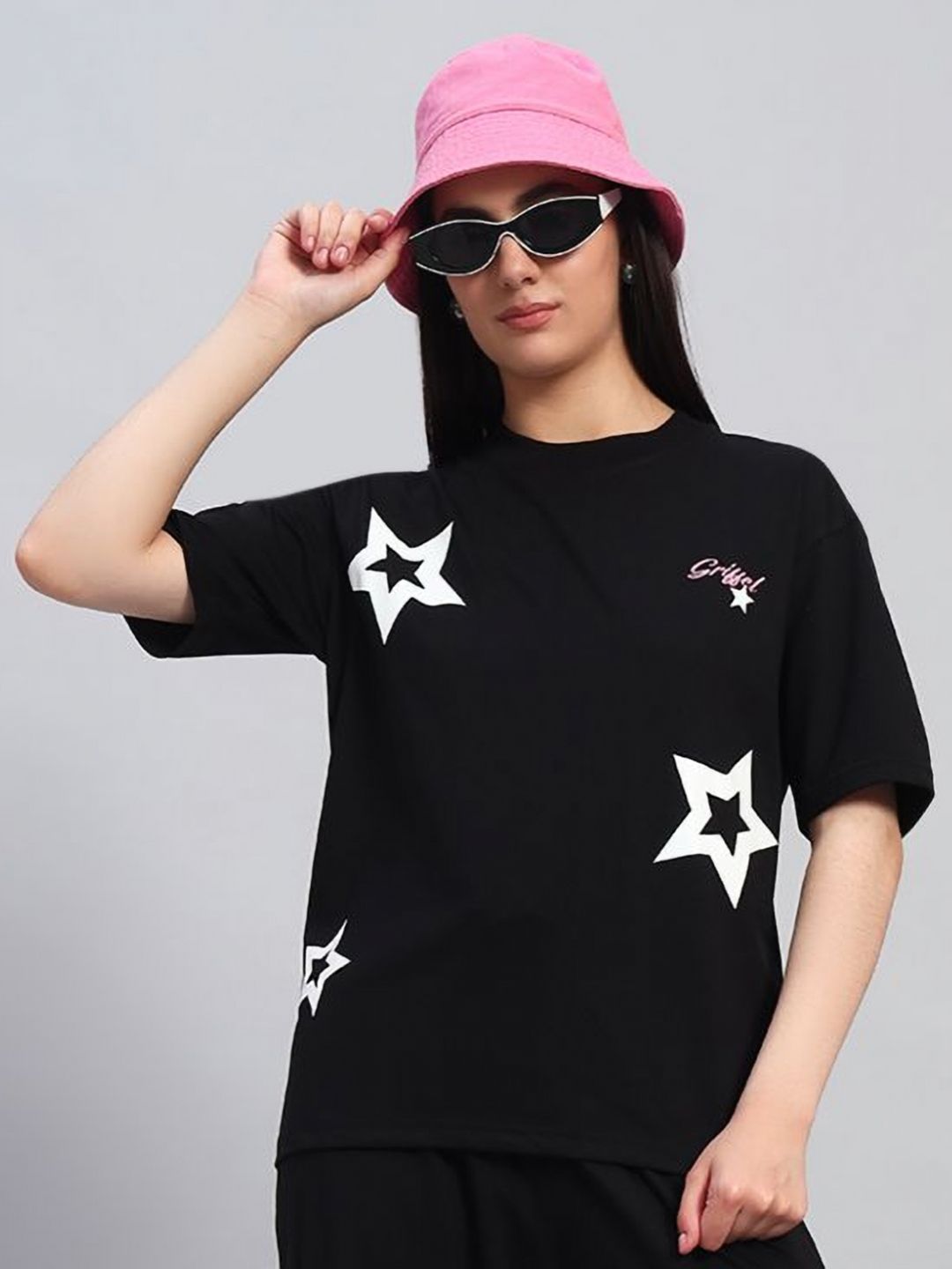 GRIFFEL Women Printed Pure Cotton Applique T-shirt-picture-15