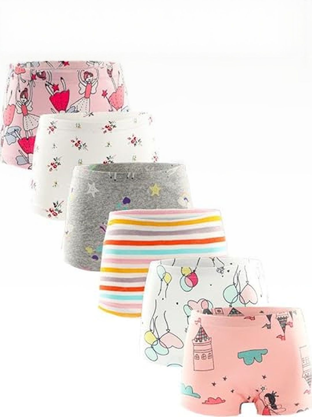Teri Beri Girl Pack of 6 Printed Cotton Boyshorts Panties-picture-40