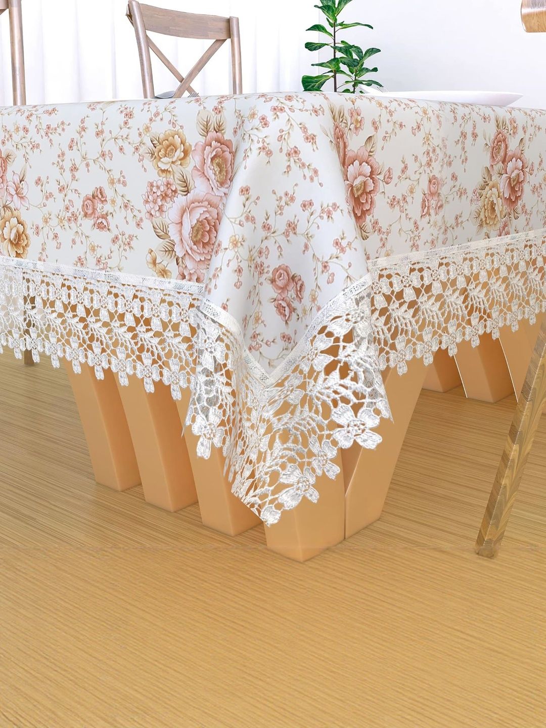 MONKDECOR Peach Anti-Skid 8 Seater Table Cover-picture-51