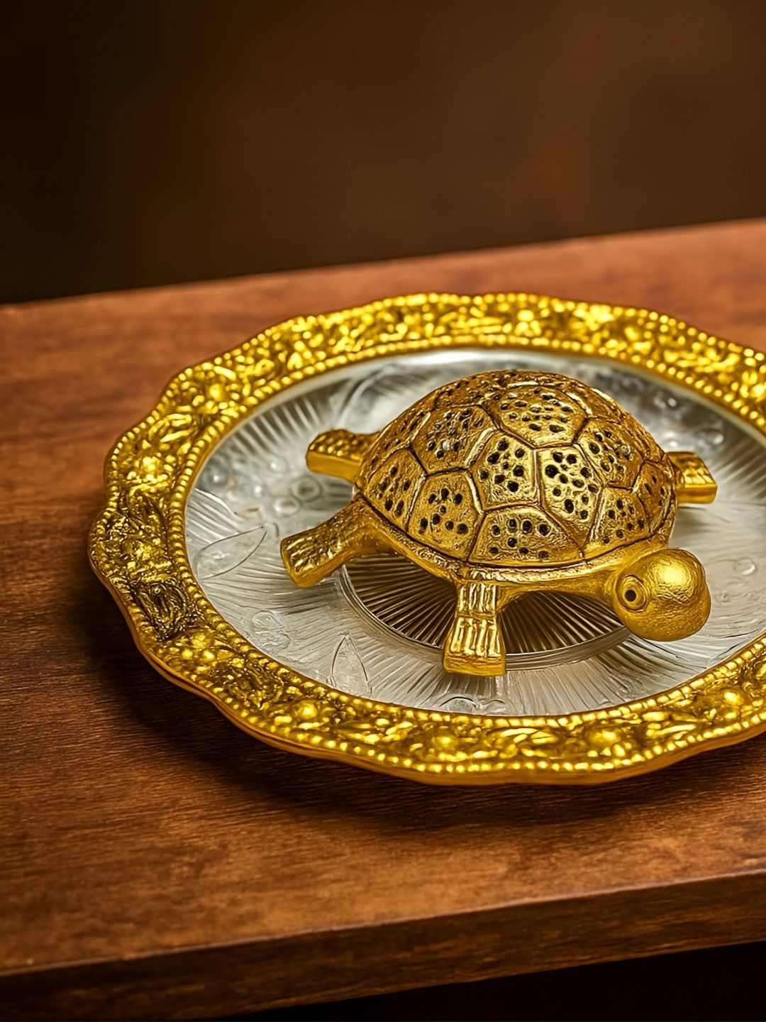 ELEVATE INDIA Gold-Toned Fengshui Tortoise Figurine Showpiece-picture-14