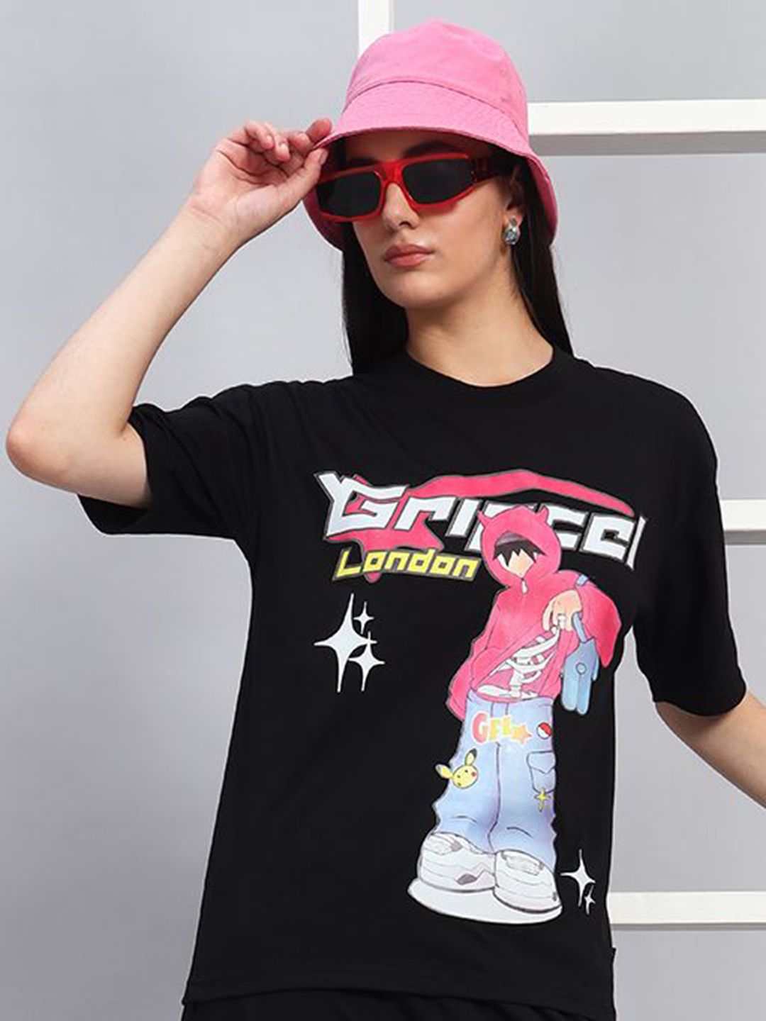 GRIFFEL Women Printed Pure Cotton Applique T-shirt-picture-16