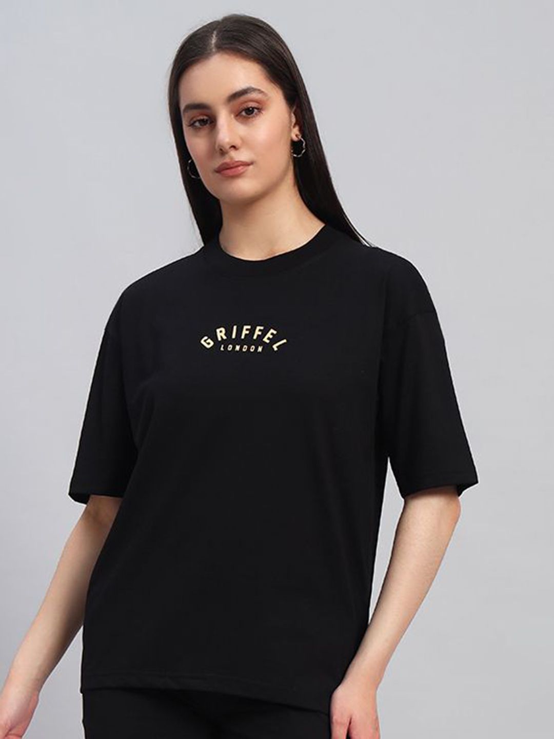 GRIFFEL Women Printed Pure Cotton Applique T-shirt-picture-13