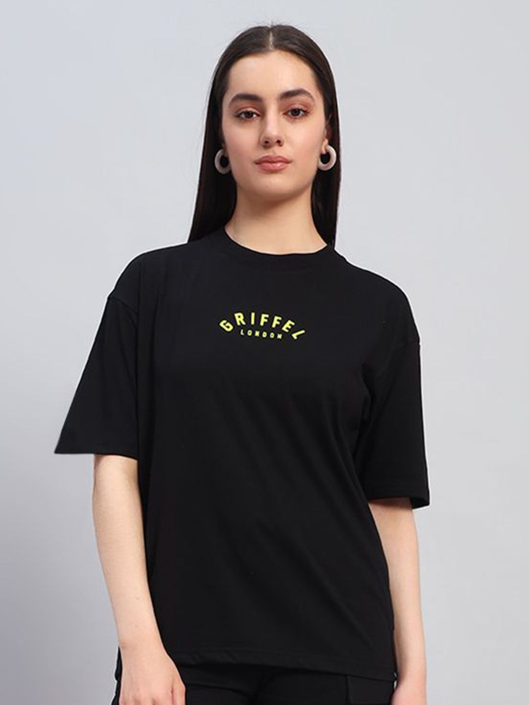 GRIFFEL Women Printed Pure Cotton Applique T-shirt-picture-12