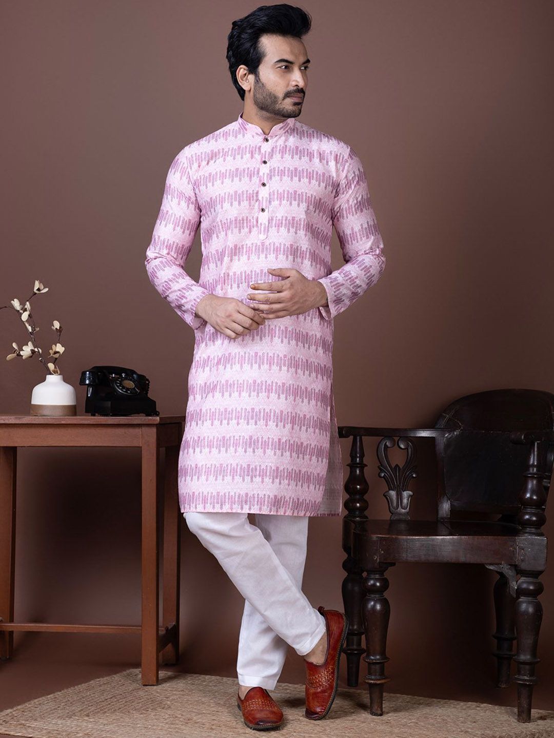 DEVOILER Men Embroidered Regular Kurta with Pyjamas-picture-38