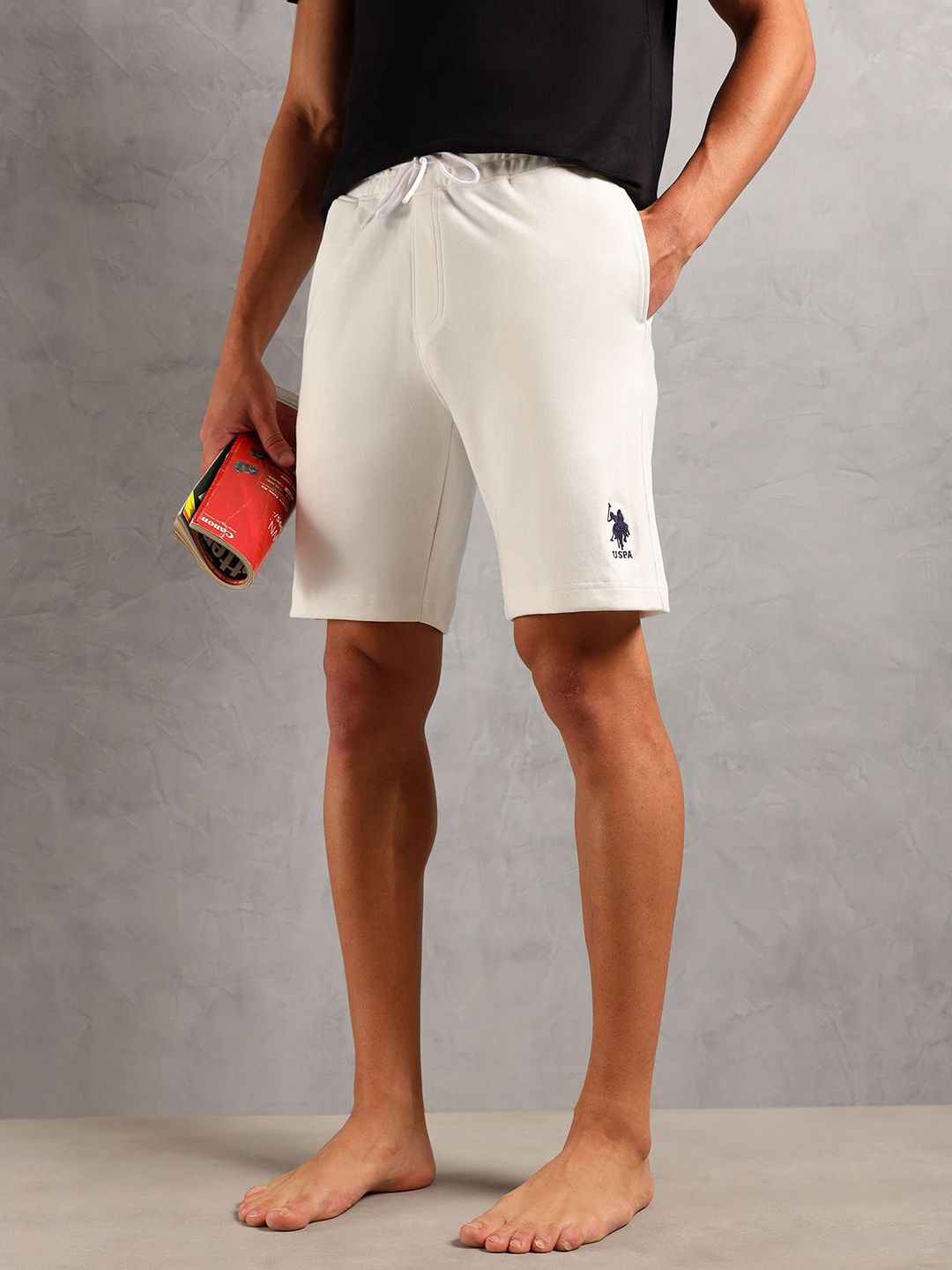 U.S. Polo Assn. Men Brand Logo Printed Breathable Cotton Lounge Shorts-picture-33