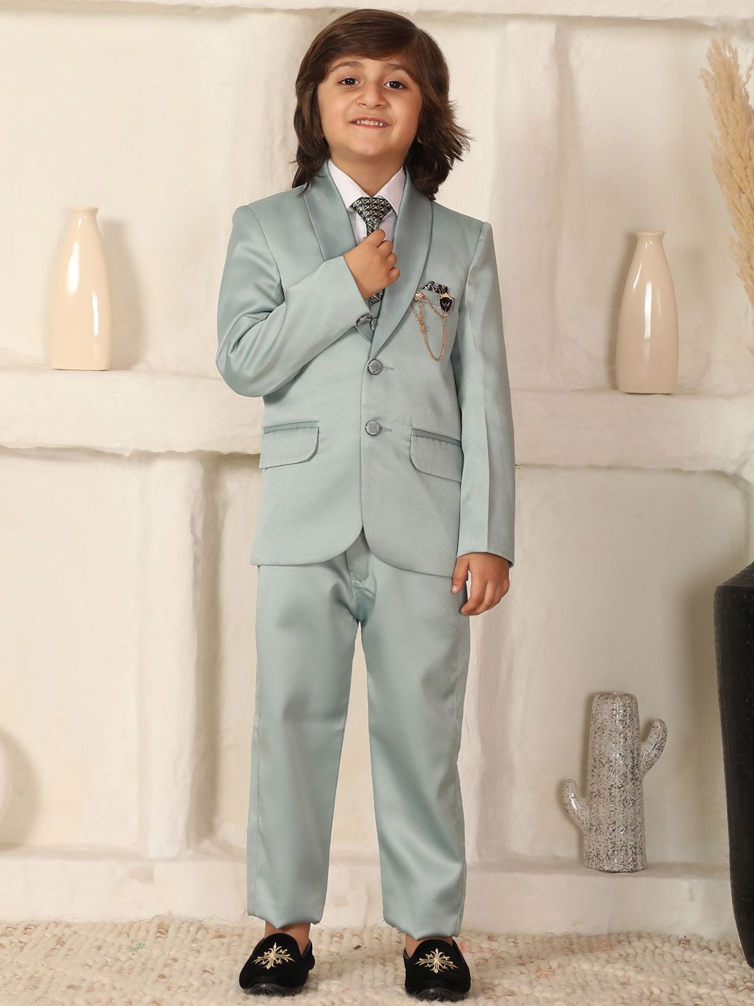 Pro-Ethic STYLE DEVELOPER Boys Regular Fit Cotton Single-Breasted 5-Pieces Suit-picture-15