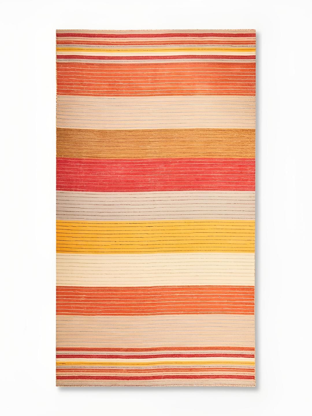 Fabindia Trinav Red & Cream-Colored Striped Dhurrie-image-23