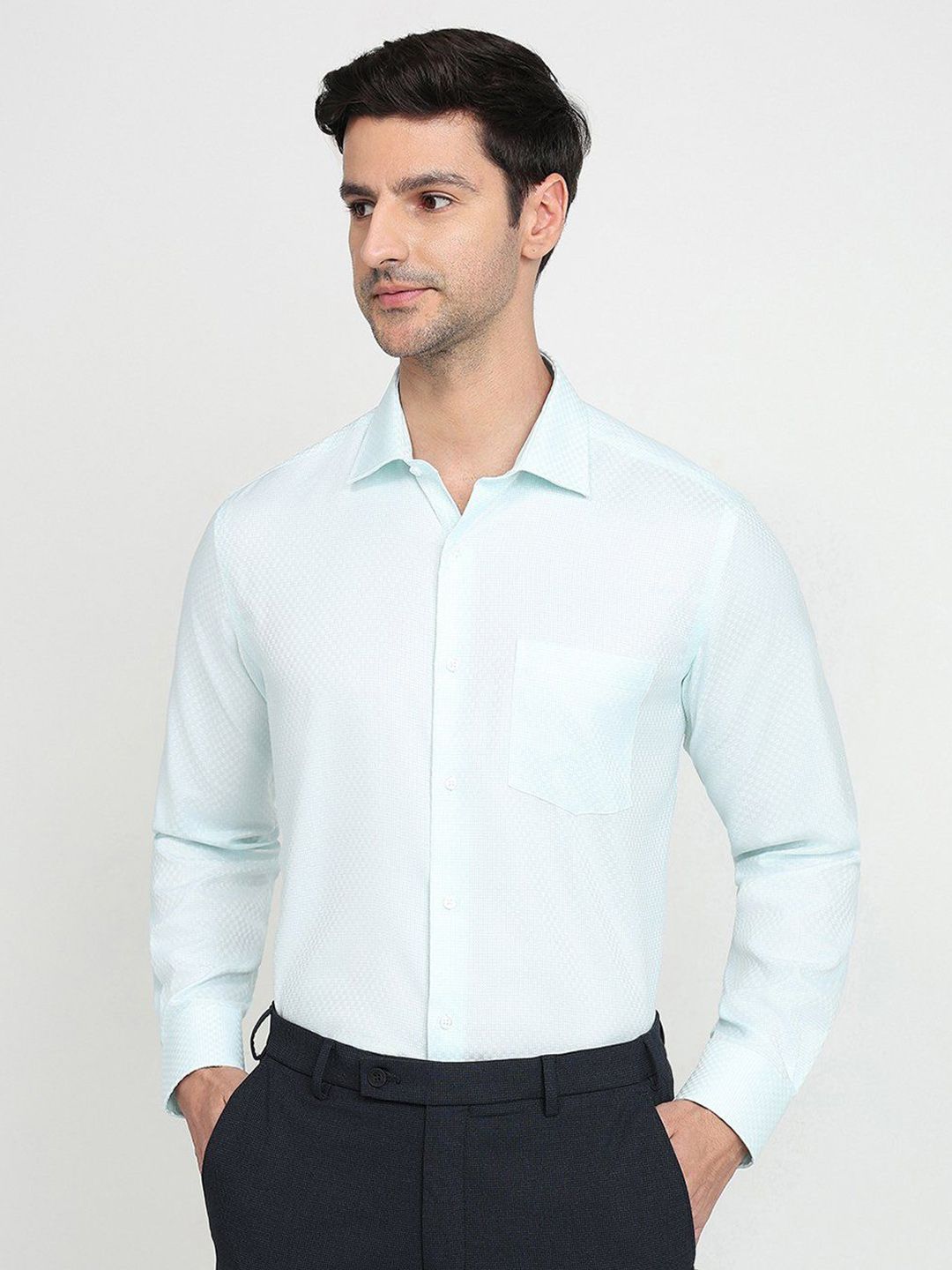 Park Avenue Men Comfort Fit Textured Spread Collar Cotton Formal Shirt-picture-29