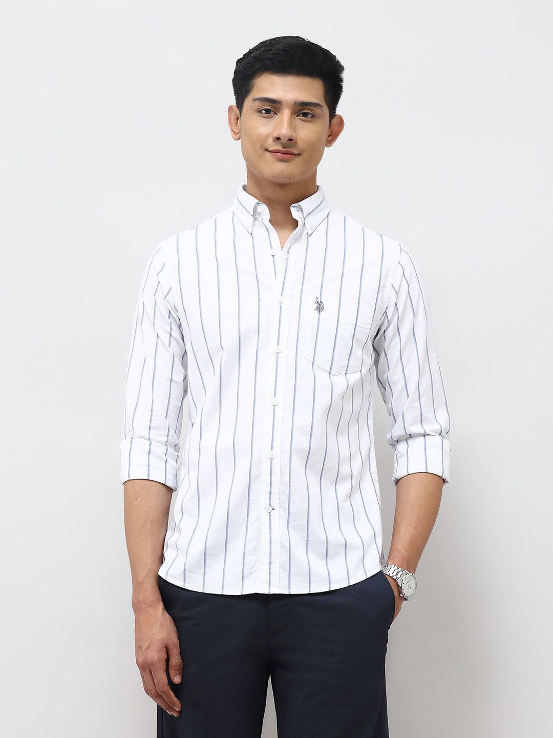 U.S. Polo Assn. Vertical Striped Button-Down Collar Cotton Tailored Fit Shirt-picture-41