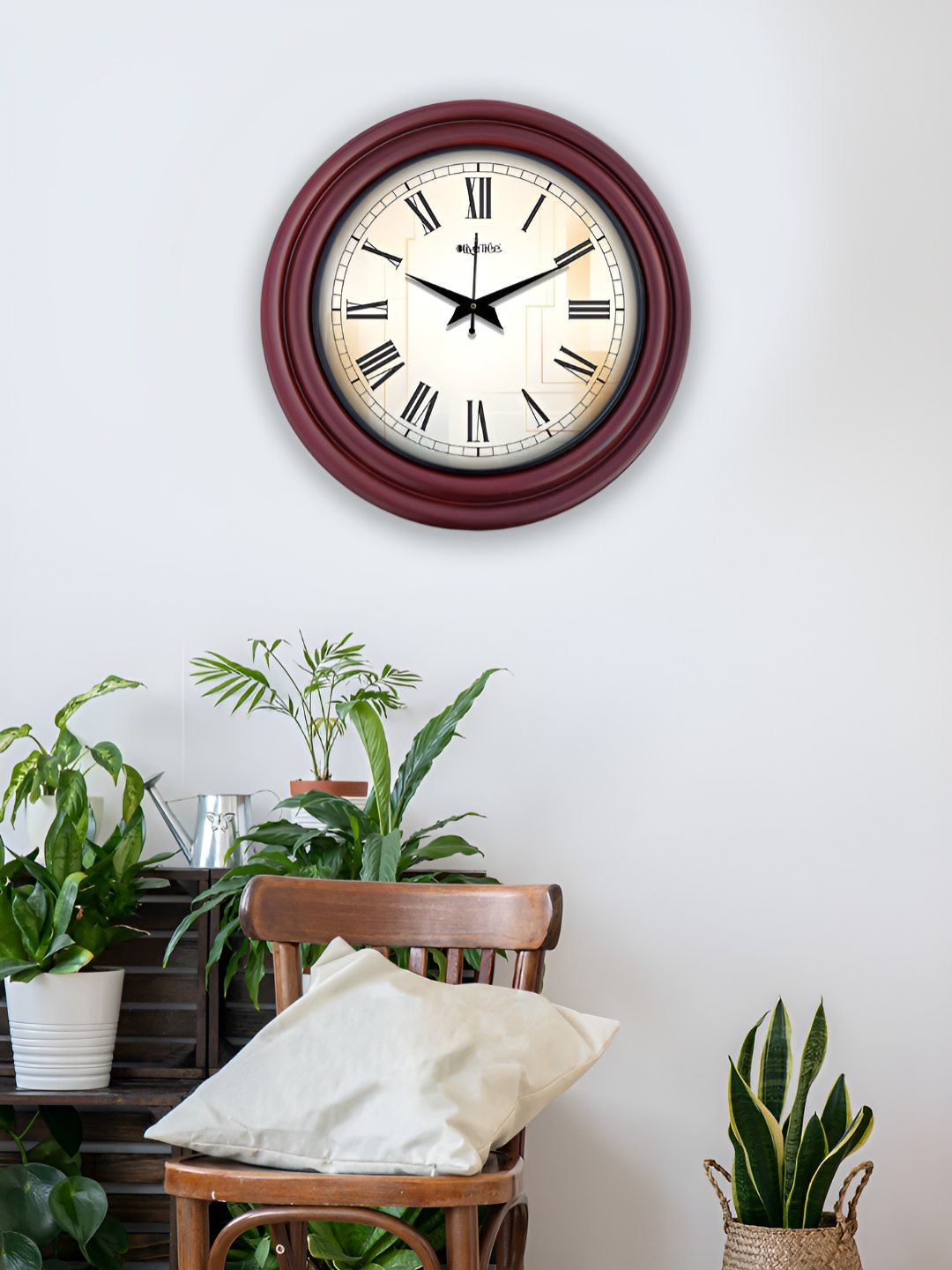 OLIVE TREE Brown & White Round Modern Wall Clock-image-21