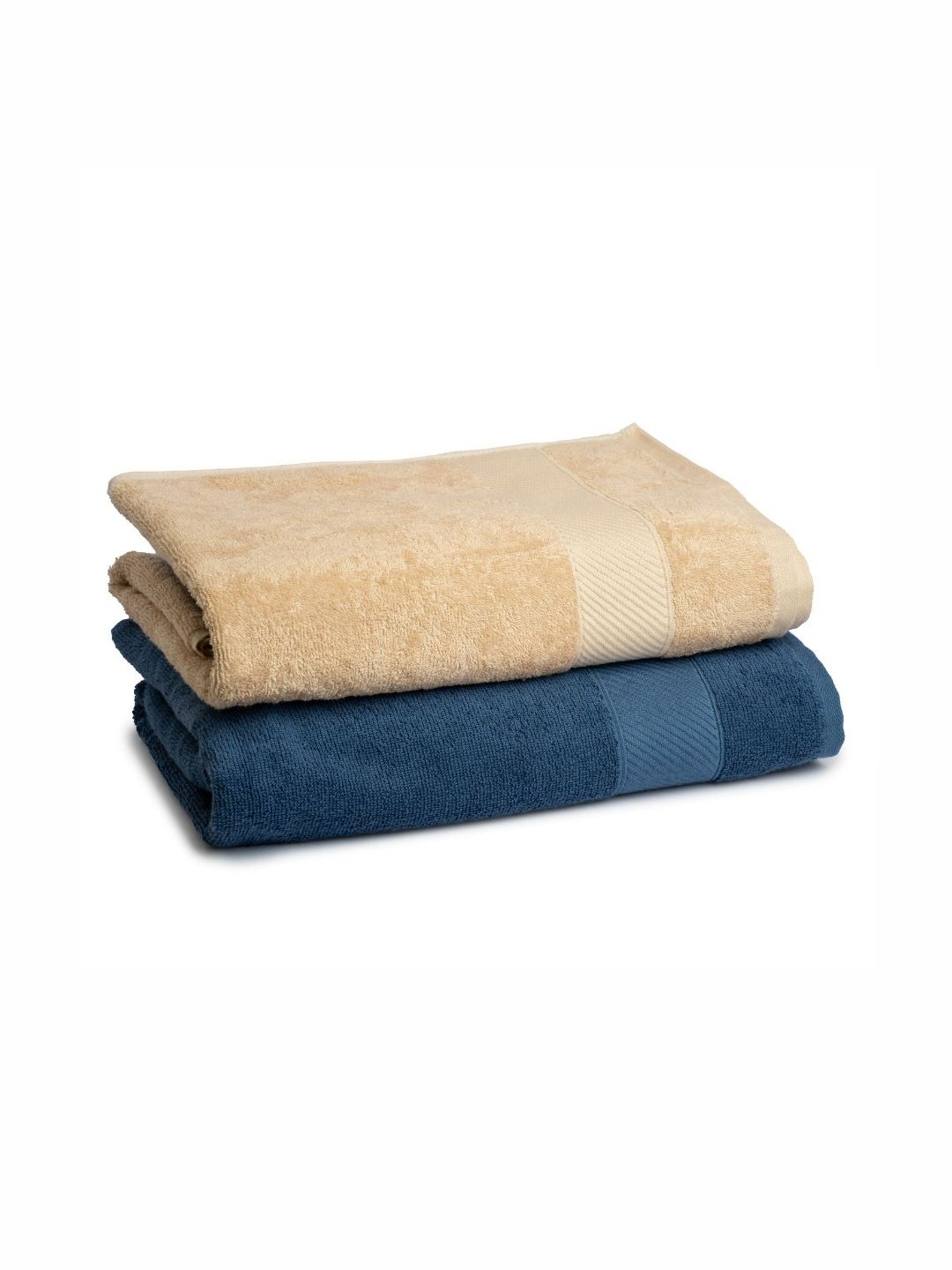 Himeya Blue & Beige 2 Pieces Bamboo Cotton 400 GSM Bath Towels