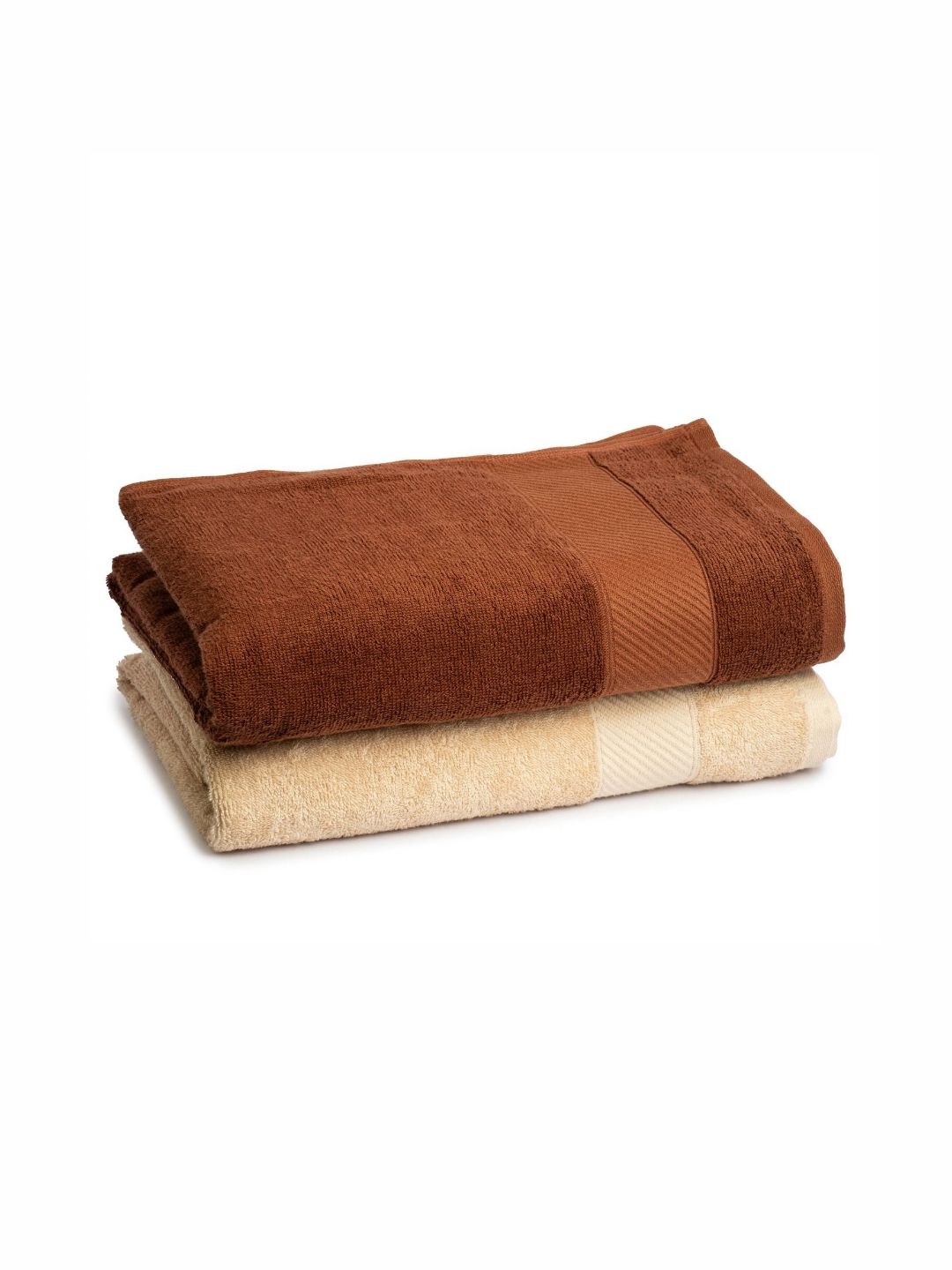 Himeya Brown & Beige 2 Pieces Bamboo Cotton 400 GSM Bath Towels