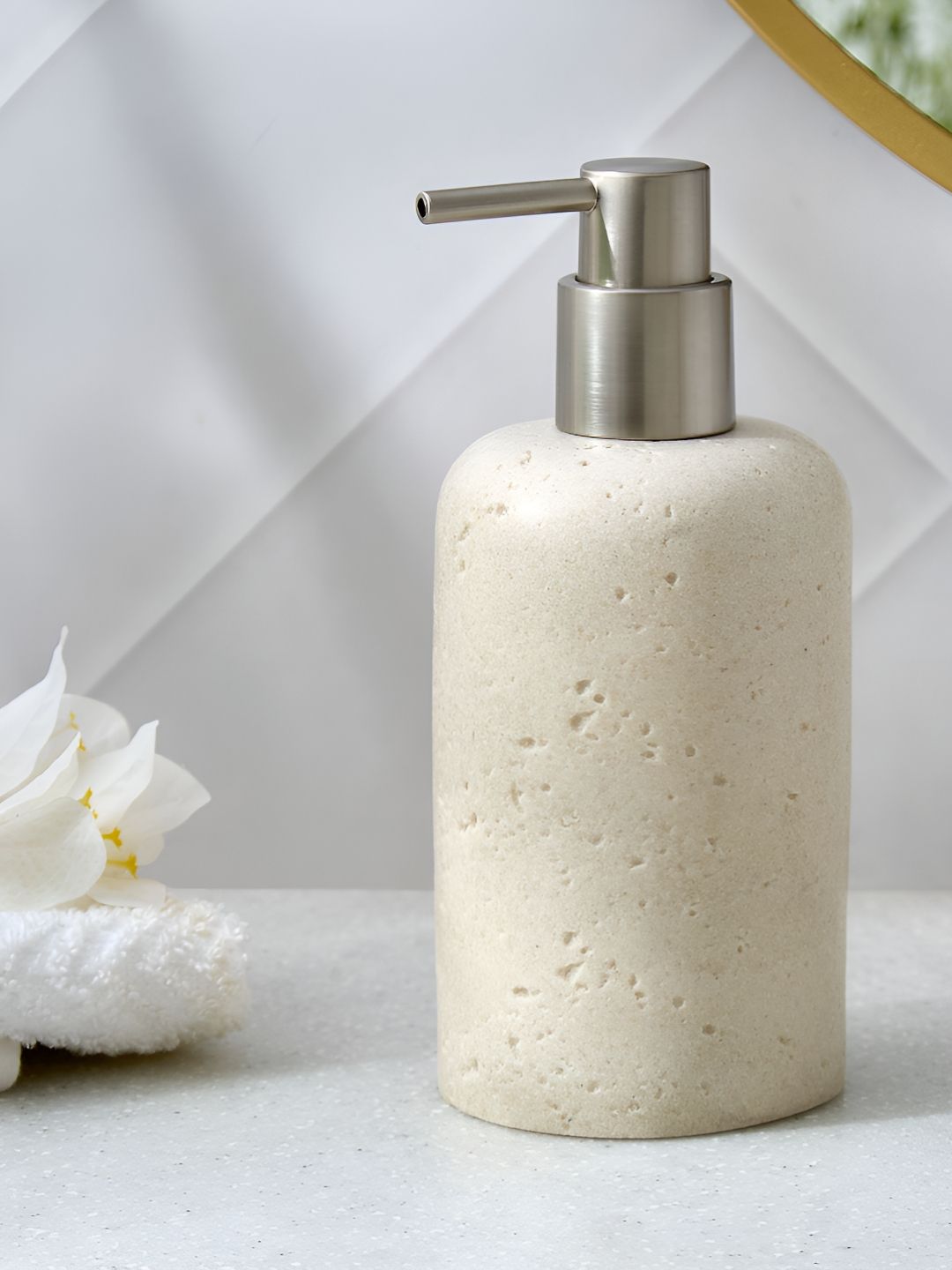 Home Centre Senegal Venice Beige & Silver Toned Soap Dispenser 380ml-picture-13