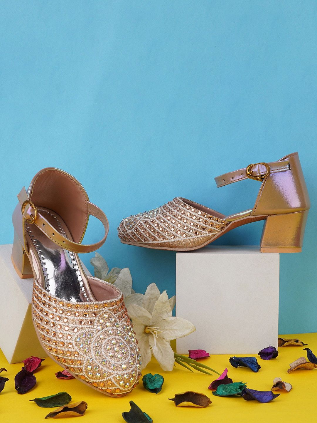 BAESD Girls Party Western Embellished Block Heels Pumps-image-5