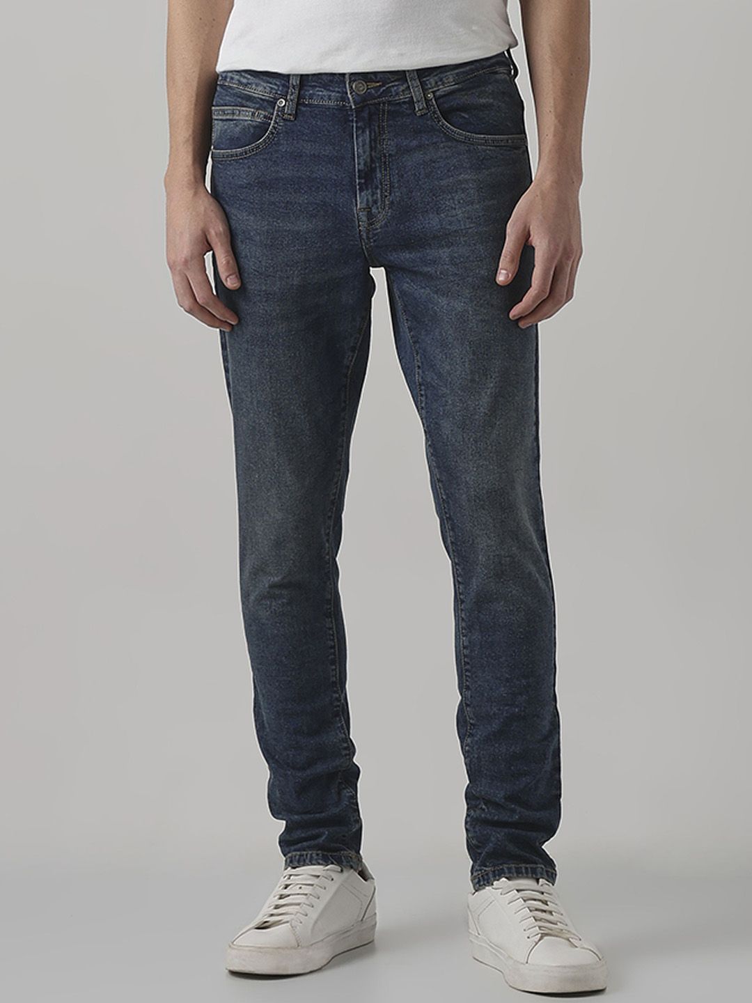 Mufti Men Skinny Fit Mid-Rise Light Fade Stretchable Jeans