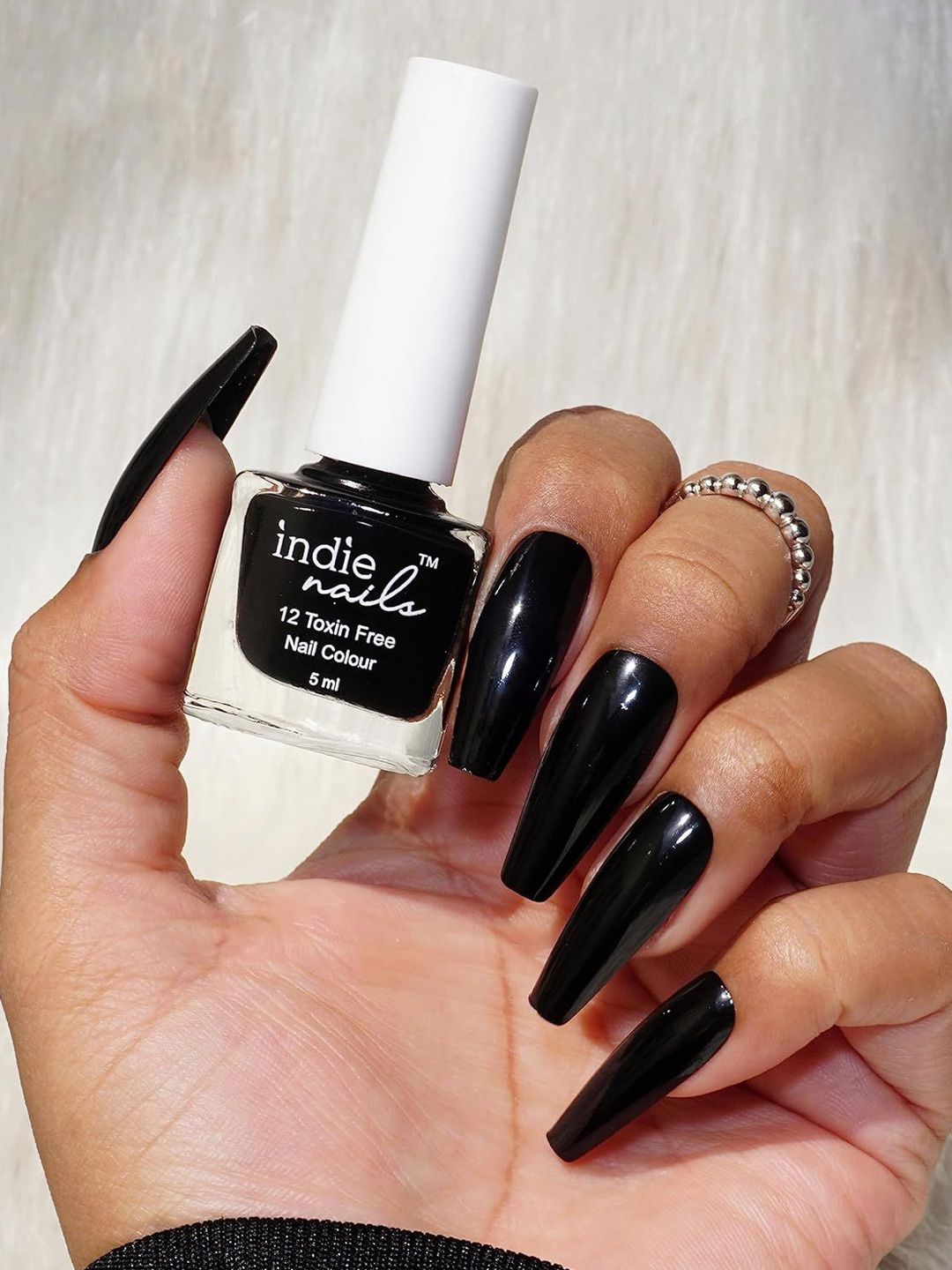 Indie Nails Long-Lasting High-Shine Quick-Drying 12 Toxin Free Jet Black Nail Polish 5ml-picture-24