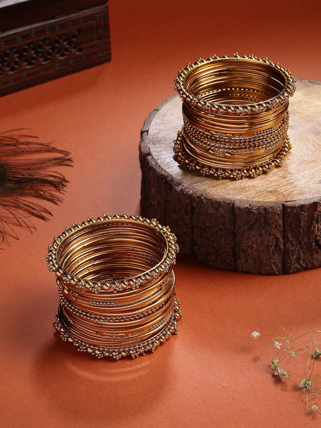 Sukkhi Set Of 40 Gold-Plated Ghungroo Studded Oxidised Bangles-picture-10