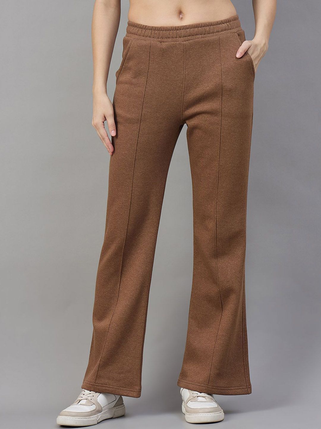 98 Degree North Women Solid Mid-Rise Flared Trousers-picture-49