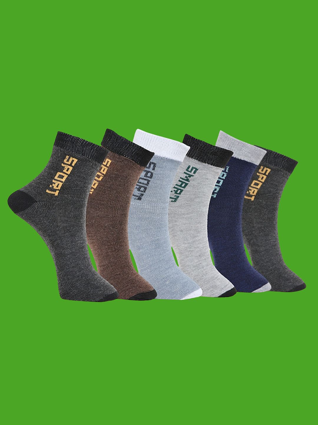 MJE Pack Of 6 Patterned Cotton Ankle Length Socks-image-38