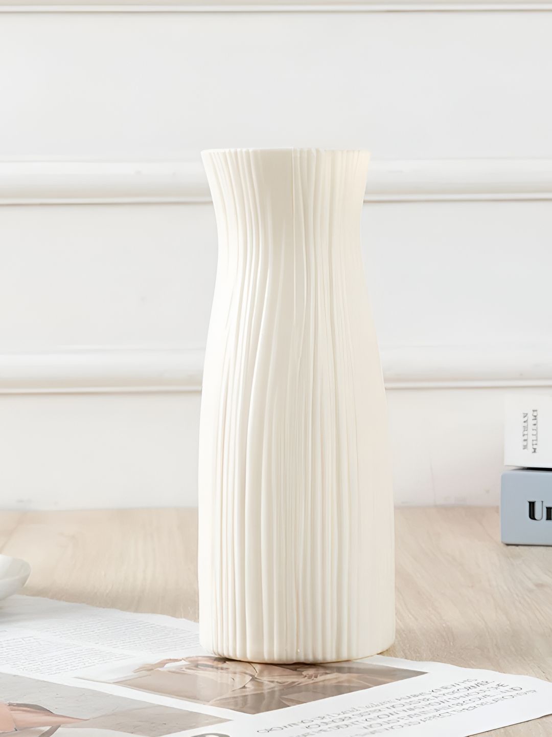 Ascension White Textured Lightweight Tall Flower Vase-picture-25