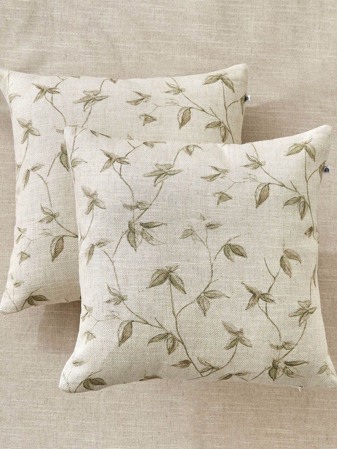 Home Centre Mellow Beige & Green 2 Pieces Paisley Printed Square Cushion Covers-picture-28