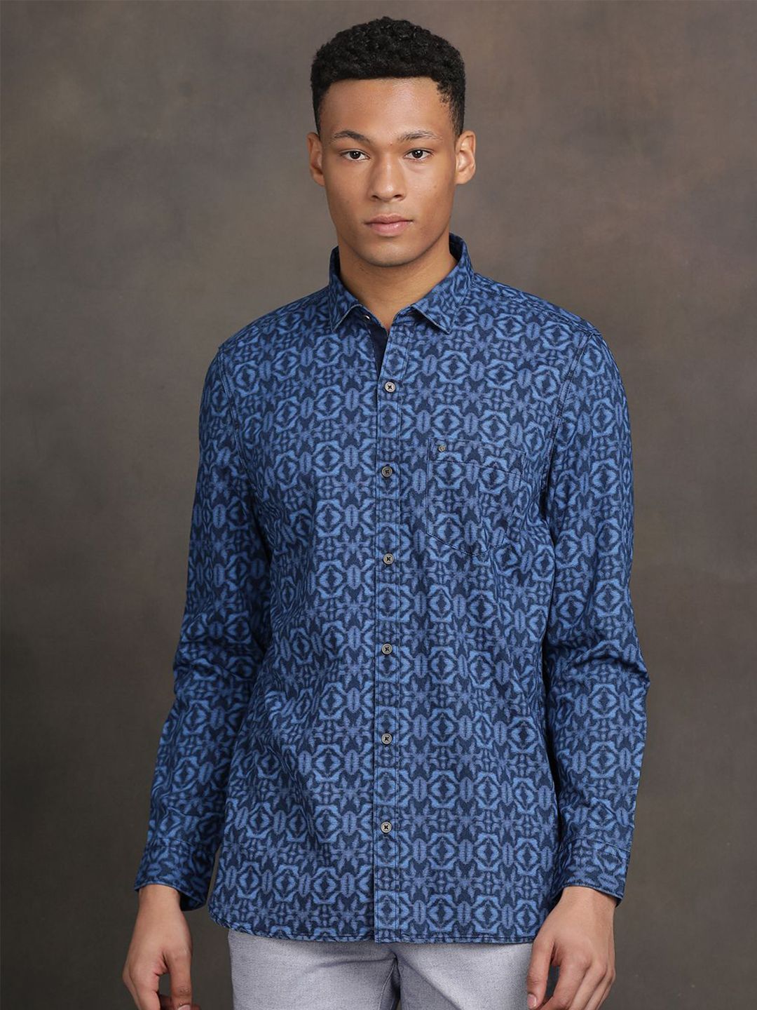 Turtle Men Relaxed Slim Fit Geometric Printed Spread Collar Pure Cotton Casual Shirt-picture-43