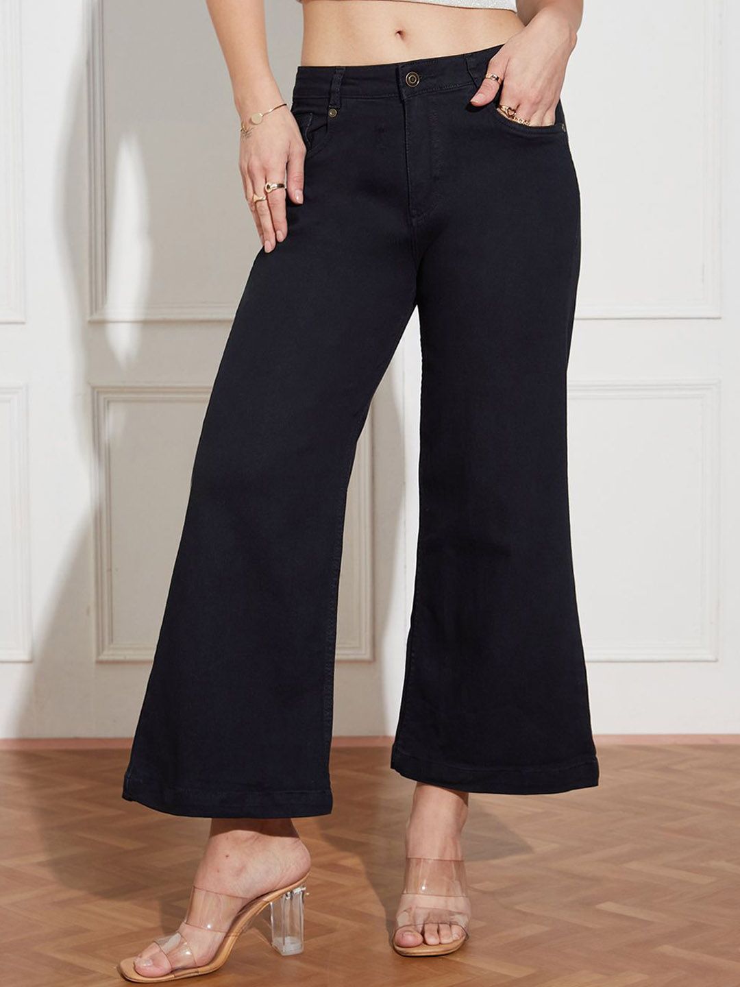 Miss Chase Women Wide Leg Mid-Rise Heavy Fade Stretchable Jeans-picture-25