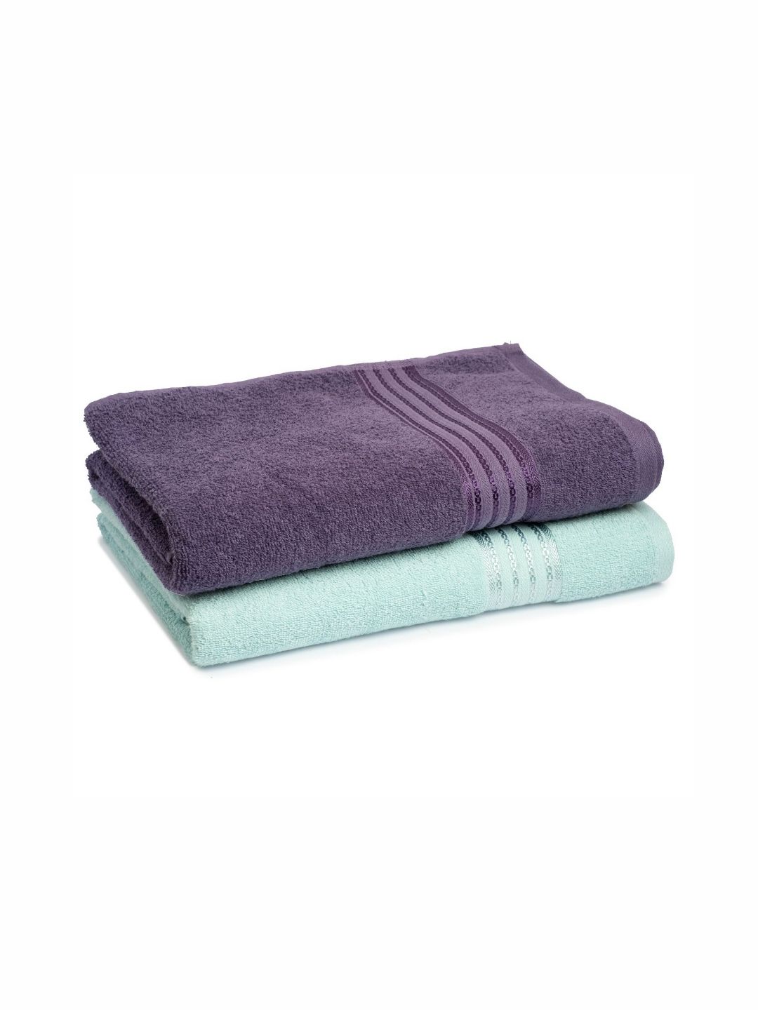 Himeya Purple & Blue 2 Pieces Pure Cotton 380 GSM Bath Towels-image-28